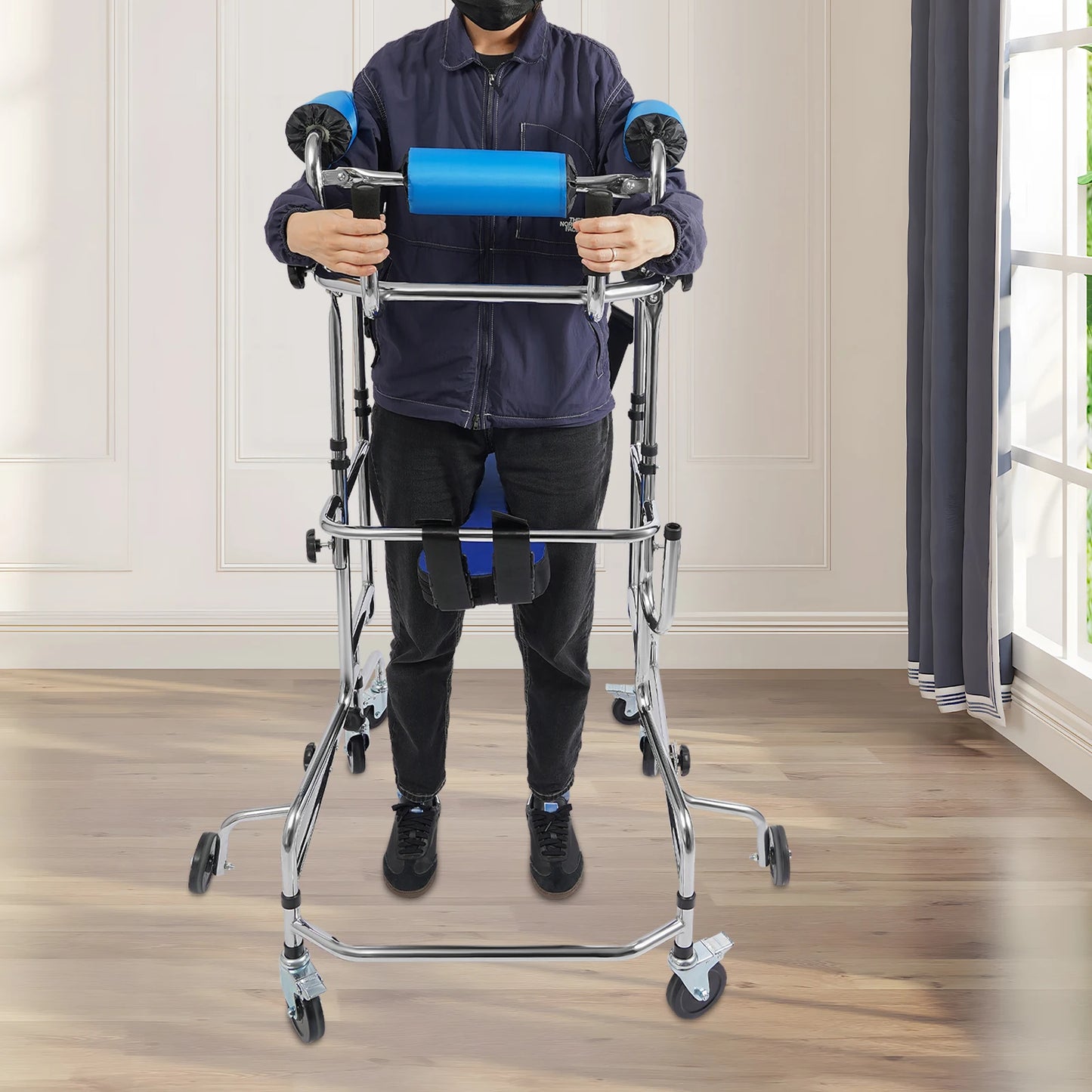 Rollator Walker 8-Wheel Adjustable Mobility Aid, 220lbs Capacity, Seat & Brakes for Elderly, Rehabilitation