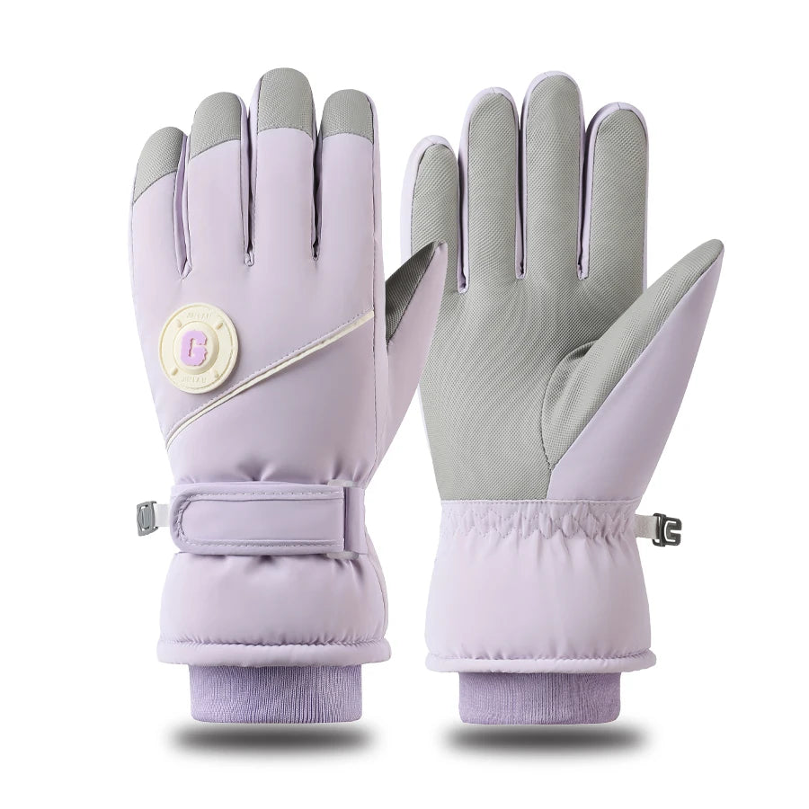 Ski gloves for winter, warm and cold resistant, thickened, anti slip, waterproof, outdoor mountaineering, cycling, touch screen,