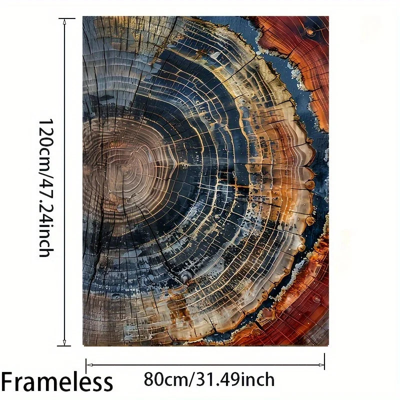 1pc Abstract tree ring canvas art print,31.49x47.24 inch frameless modern wall hanging decoration, colorful swirl pattern poster
