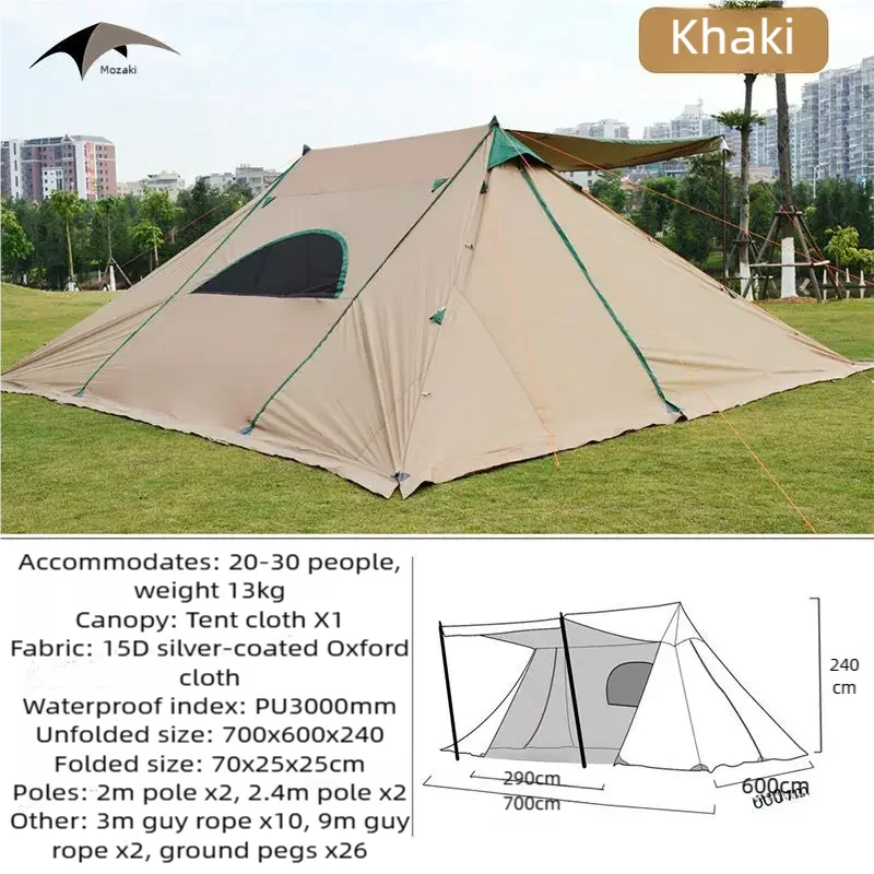 Outdoor autumn  winter camping double-peaked wind and rain shelter for multiple people A-shaped tent with a cloud cover canopy