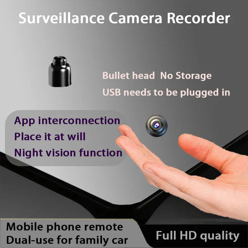 D Brand Smart Compact Camera 360-Degree No Blind Spots Wireless Mini Full Hd Night Vision Camera Suitable for Home Pet and Vehicle Monitoring Home Use Wifi Connected to Mobile Phone Remote Mini Portable Camera Motion Detectio