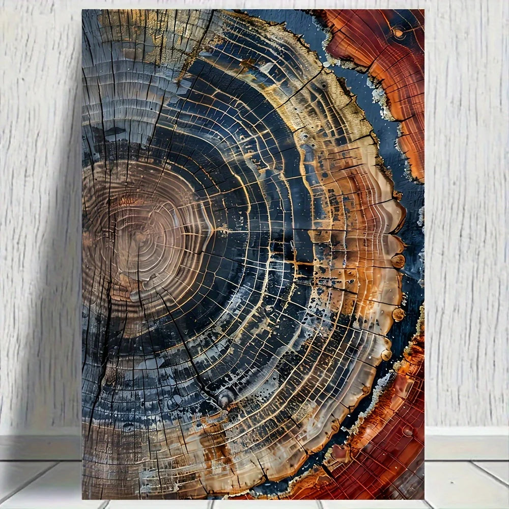 1pc Abstract tree ring canvas art print,31.49x47.24 inch frameless modern wall hanging decoration, colorful swirl pattern poster