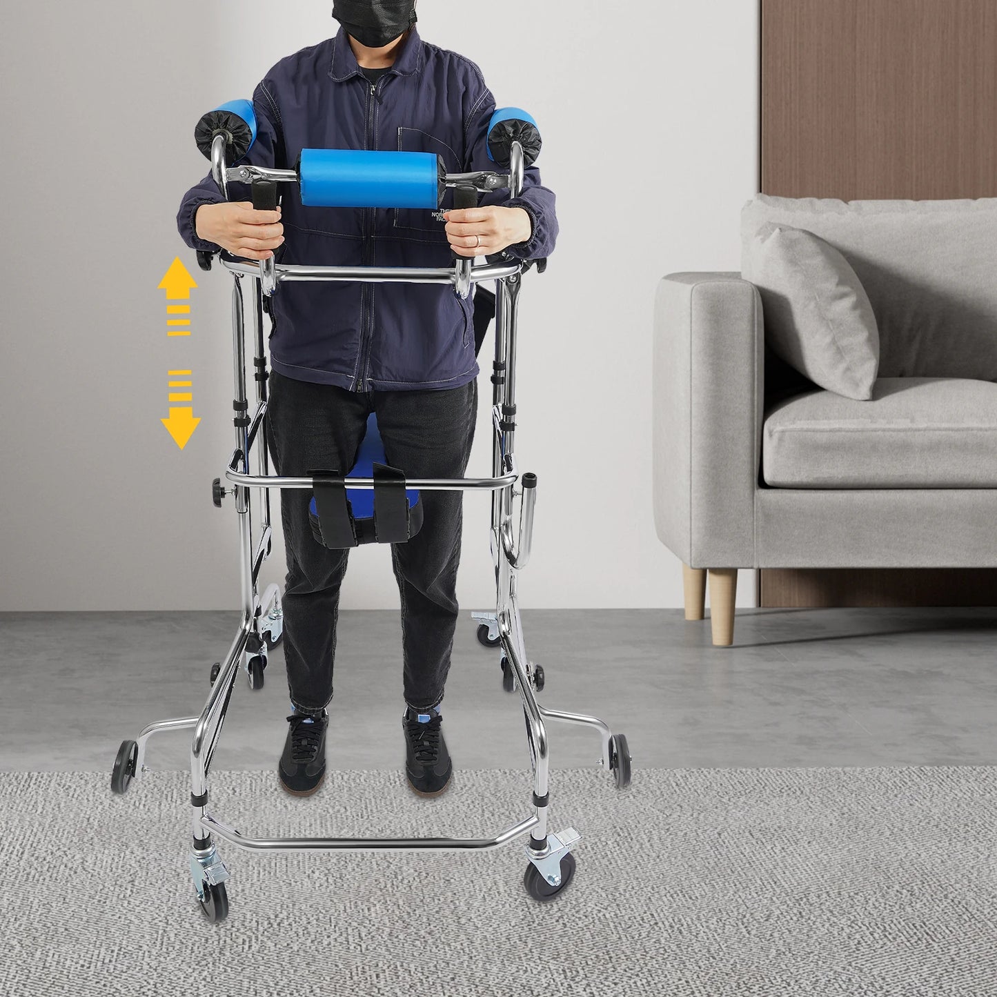 Rollator Walker 8-Wheel Adjustable Mobility Aid, 220lbs Capacity, Seat & Brakes for Elderly, Rehabilitation