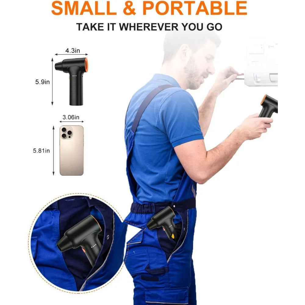 Compressed Air Duster, 300000RPM Electric, 3-Gear, 10000mAh Rechargeable, Turbo Fan for PC, Car Electronics