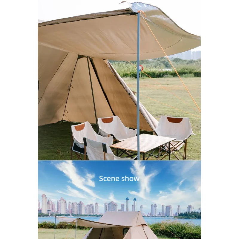 Outdoor autumn  winter camping double-peaked wind and rain shelter for multiple people A-shaped tent with a cloud cover canopy