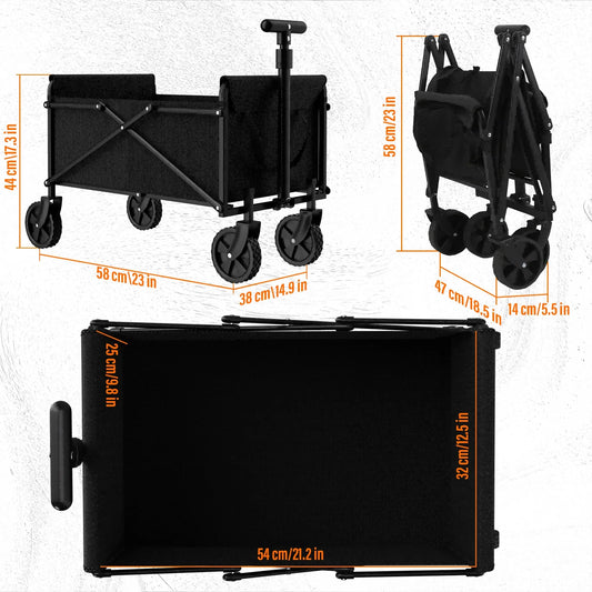 4-Wheel Foldable Garden Handcart | Heavy-Duty Cargo Transport w/ One-Hand Carry | Portable Foldable Design for Easy Storage