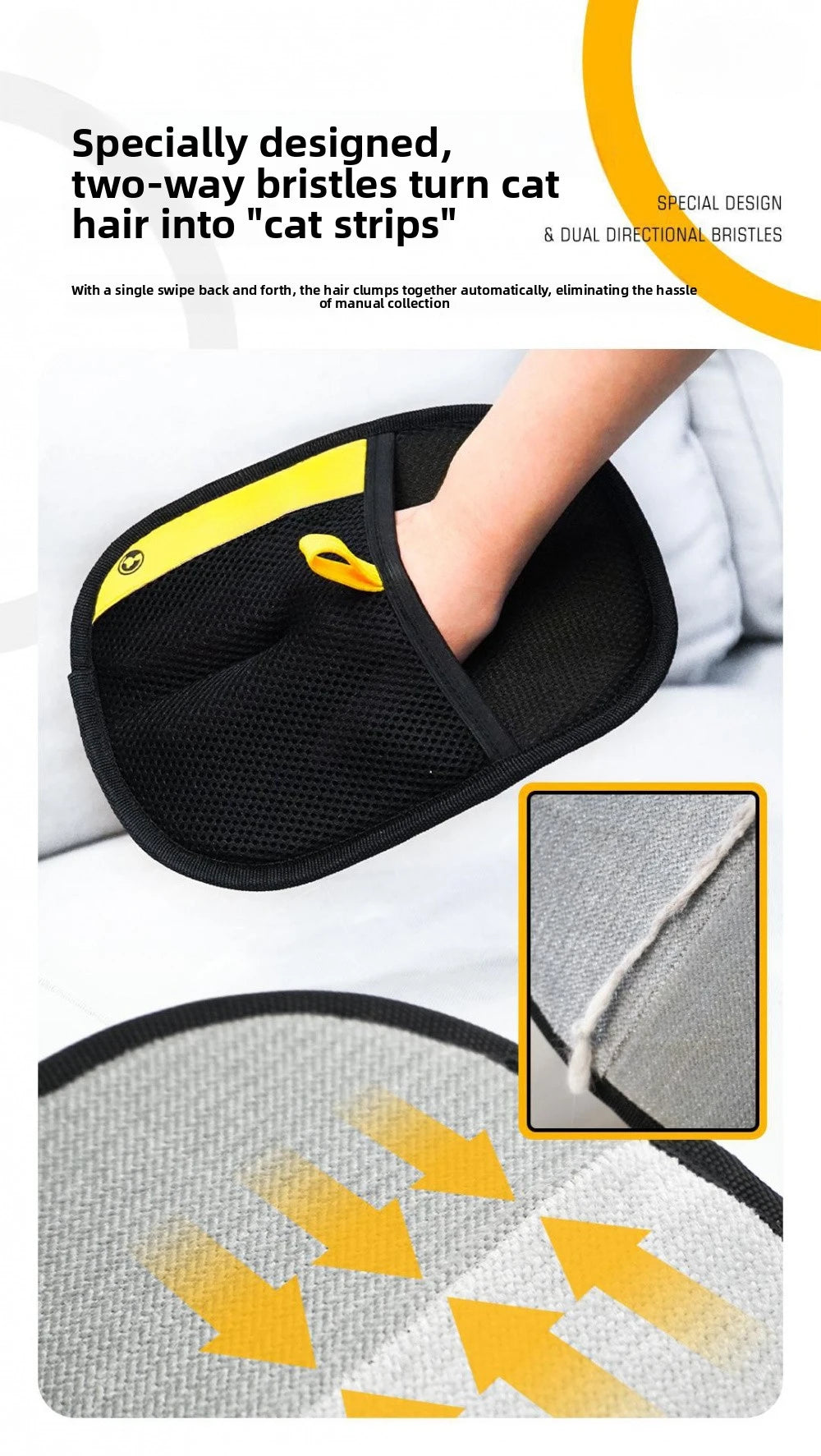 Pet Hair Removal Kit: Sticky Roller, Static Brush & Grooming Gloves - For Cat Dog Fur on Furniture Car Clothing