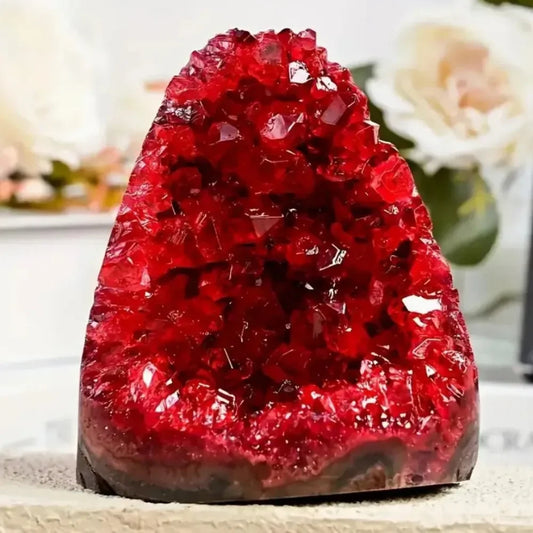 Wine Burgundy Duzy Geode Quartz Cluster High Quality Well-Finished Energy Healing Meditation Purification Stone Home Decoration