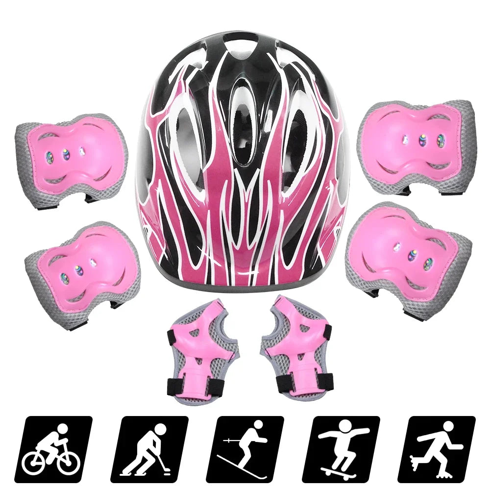 Kids Helmet and Pads Set for Skiing,Elbow and Knee Pads for Kids 3-10 Safety Equipment Knee &Elbow Pads Wrist Guards Gear Set