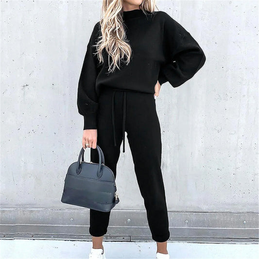 2 Piece Suit Sports for Women's Solid Color Fashion Casual Outfits Set Loungewear Long Sleeve Wide Leg Pants Streetwear