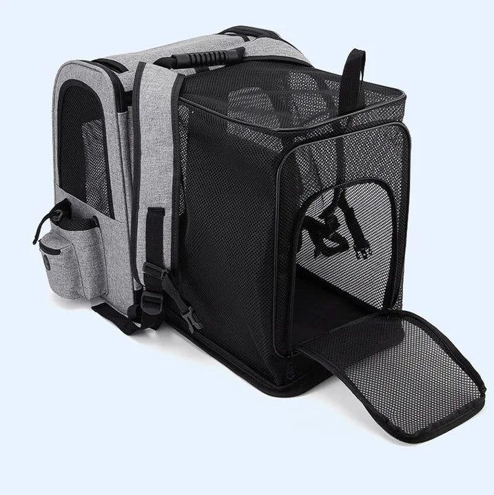 Pet Backpack Portable Breathable Outdoor Foldable Expandable Cat & Dog Backpack Large Capacity Oxford Cloth Cat Carrying Bag
