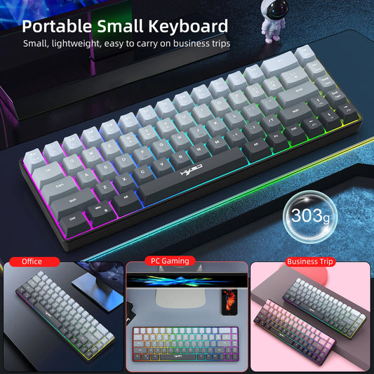 Gaming Keyboard, RGB Backlit Mini Wired Keyboard, Ultra-Compact Anti-Ghosting No-Conflict 68 Keys Membrane Gaming Wired Keyboard