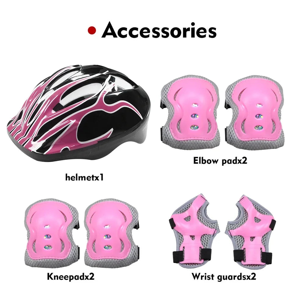 Kids Helmet and Pads Set for Skiing,Elbow and Knee Pads for Kids 3-10 Safety Equipment Knee &Elbow Pads Wrist Guards Gear Set