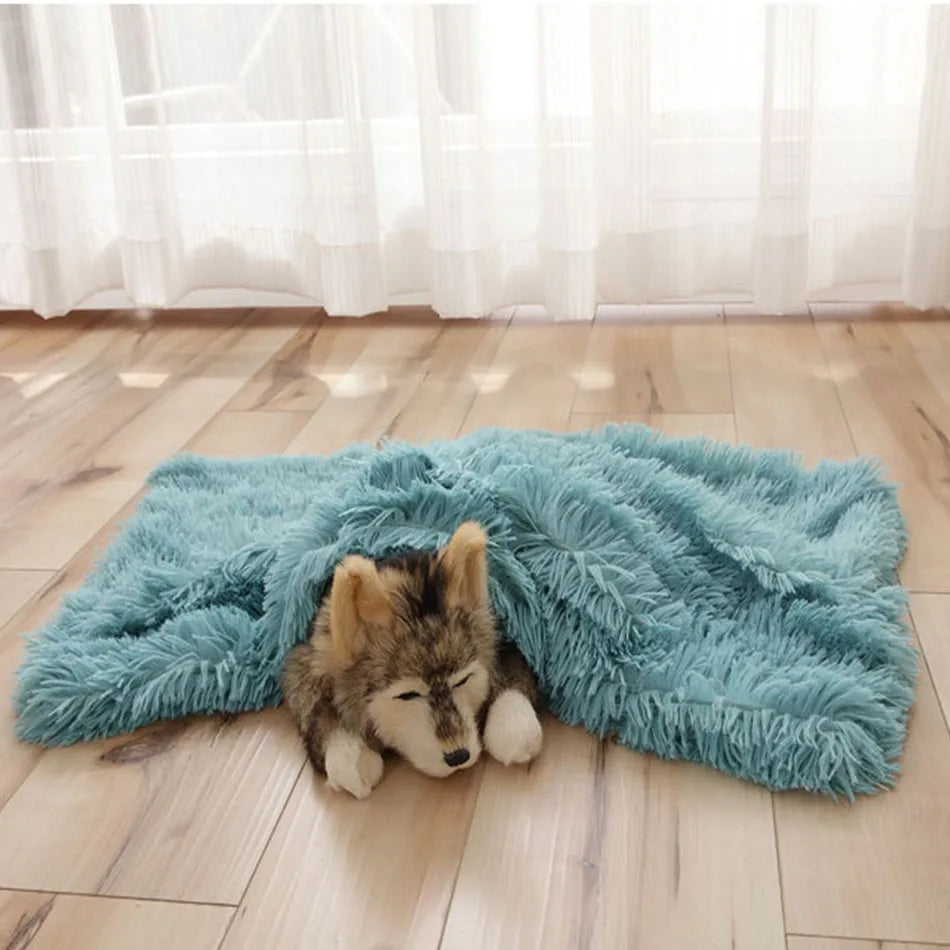 Dog Bed Mat Pet Cat Plush Soft Warm Cushion Pet Washable Candy Colored Blanket Kennel Puppy Pet Cat Dog Supplies Suit For Winter