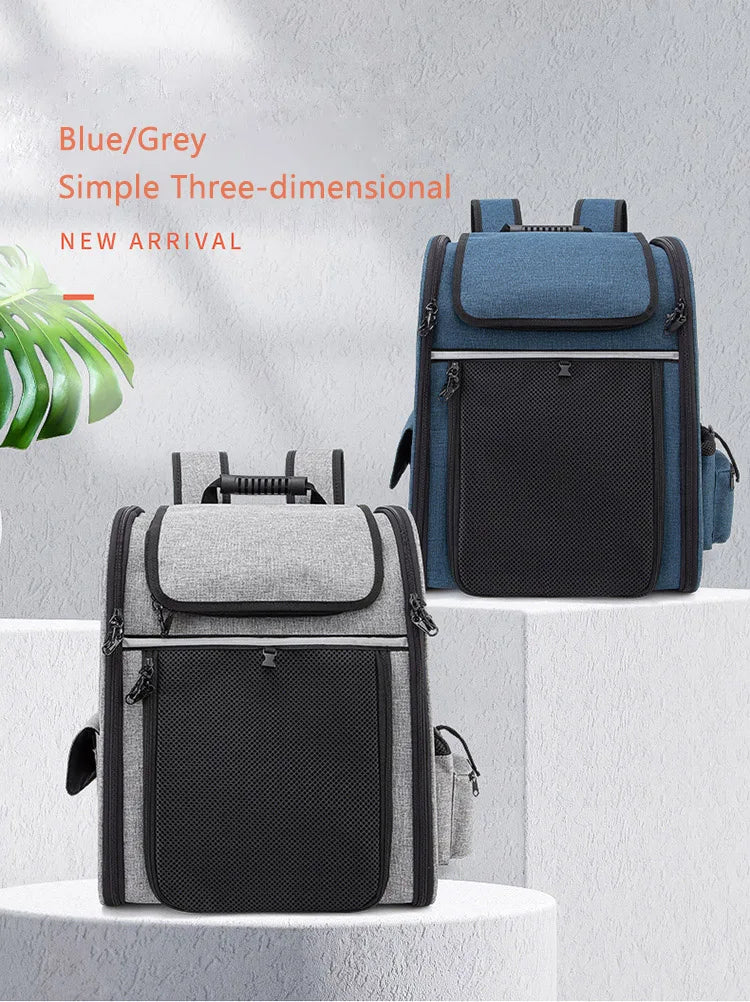Pet Backpack Portable Breathable Outdoor Foldable Expandable Cat & Dog Backpack Large Capacity Oxford Cloth Cat Carrying Bag