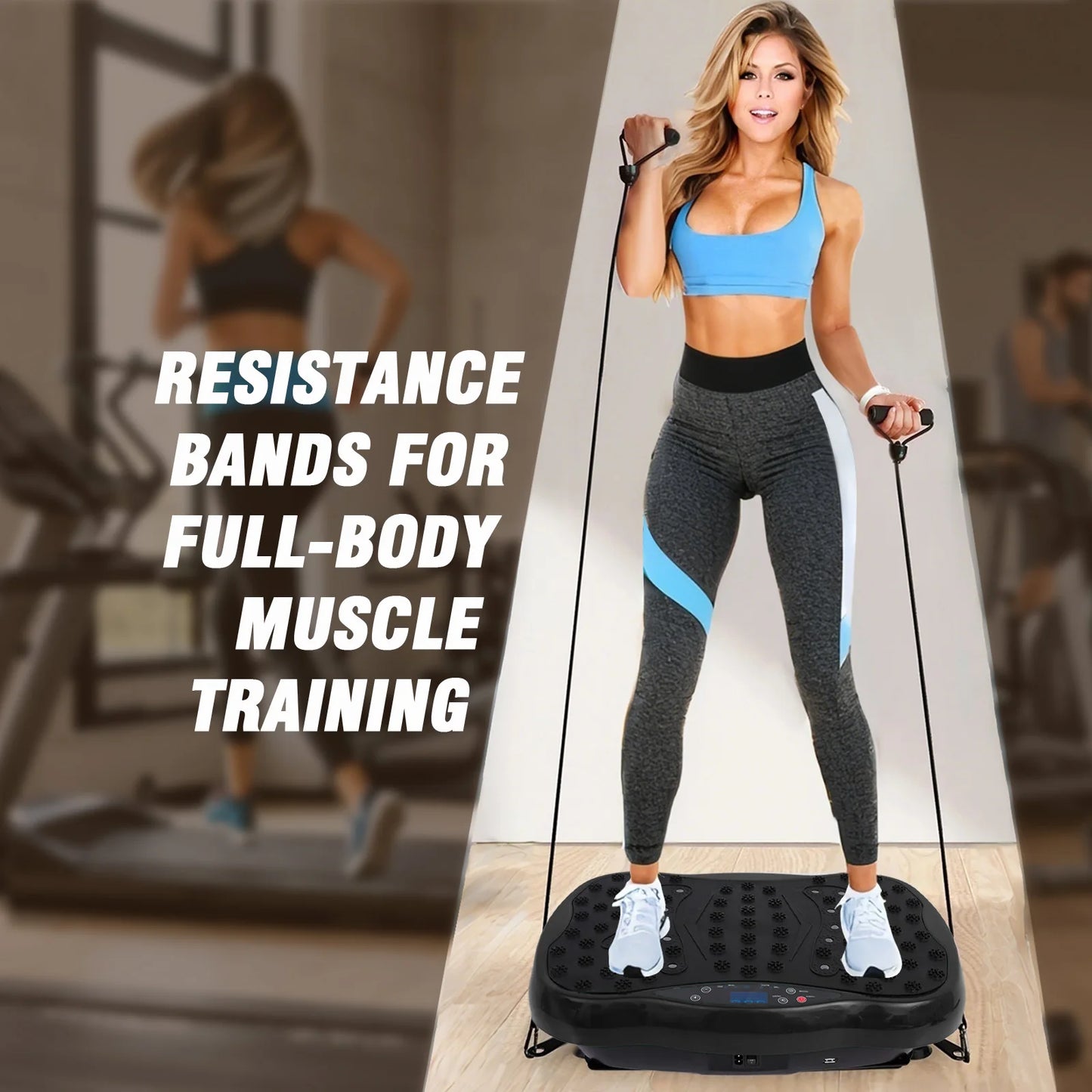 Full-Body Vibration Platform Exercise Machine Training Equipment Vibrate Fitness Workout Resistance Bands Remote Control BT