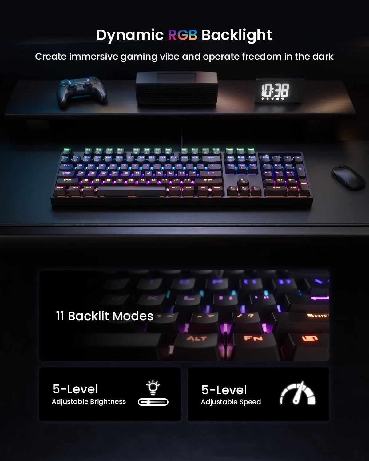 wegear Wired Gaming Mechanical Keyboard RGB Blue switches compatible with Win7/8/10/11 and XP ideal for PC laptop and desktop
