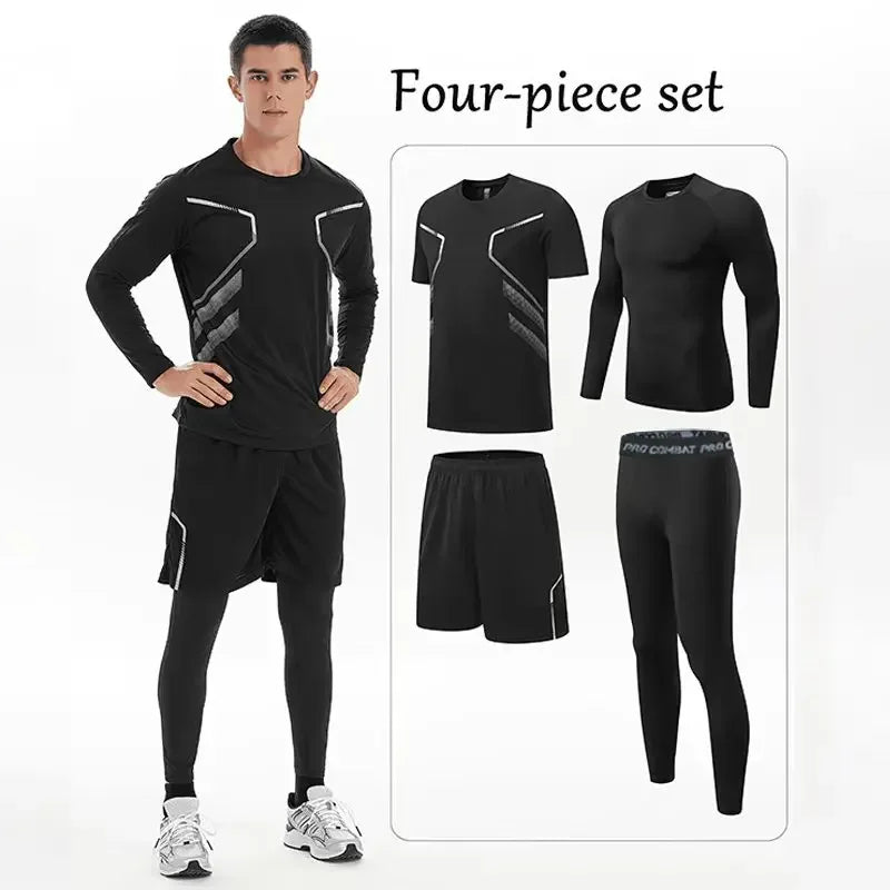 Fitness suits for men, quick-drying running sportswear for autumn and winter, new outdoor cycling training wear