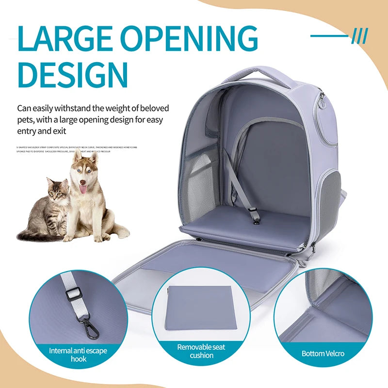 Expandable Cat Backpack Foldable Carrier Large Space Portable Breathable Pet Travel Bag for Outdoor Adventures