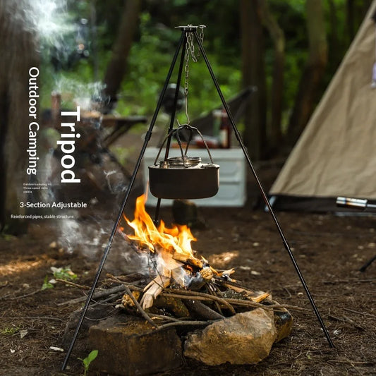Camping Tools 3 Outdoor Camping Campfire Tripod, Hanging Pot Picnic Fire Bracket, Aluminum Alloy Tripod Camping Supplies