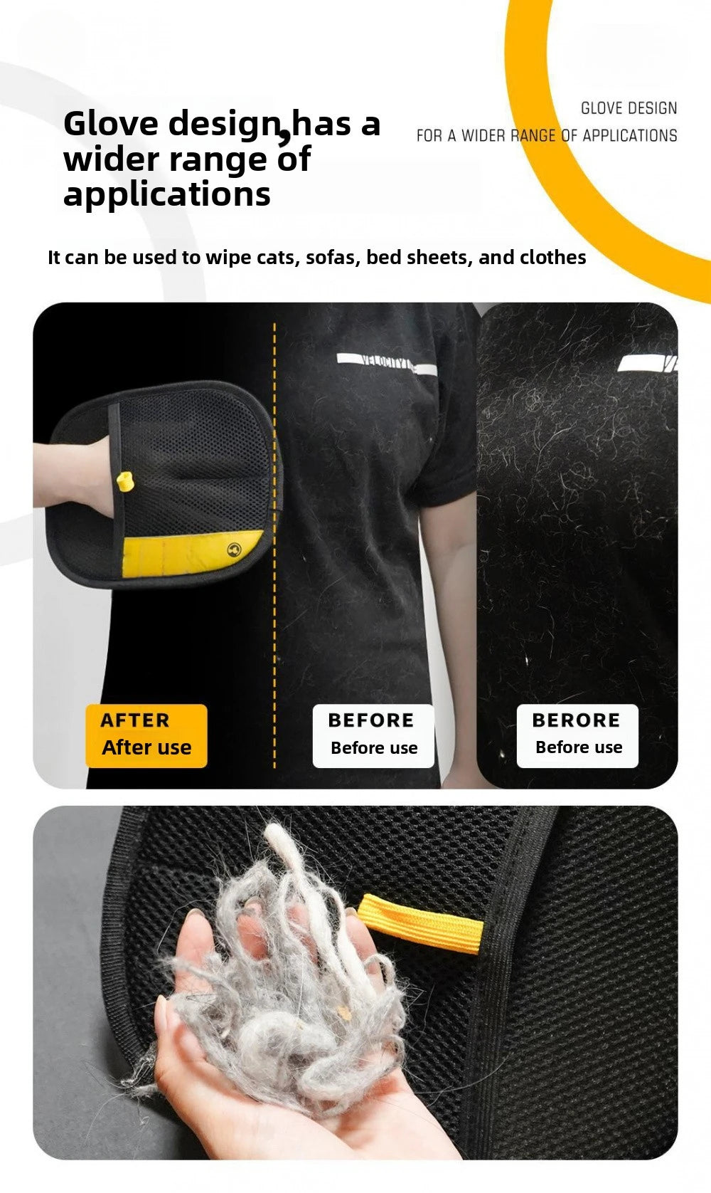 Pet Hair Removal Kit: Sticky Roller, Static Brush & Grooming Gloves - For Cat Dog Fur on Furniture Car Clothing