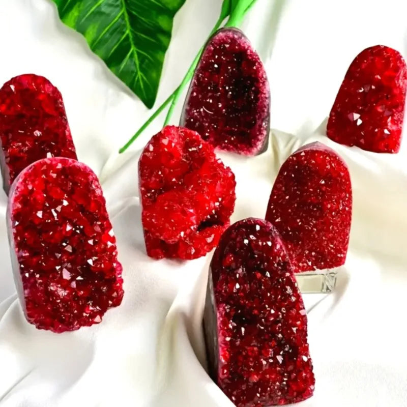 Wine Burgundy Duzy Geode Quartz Cluster High Quality Well-Finished Energy Healing Meditation Purification Stone Home Decoration