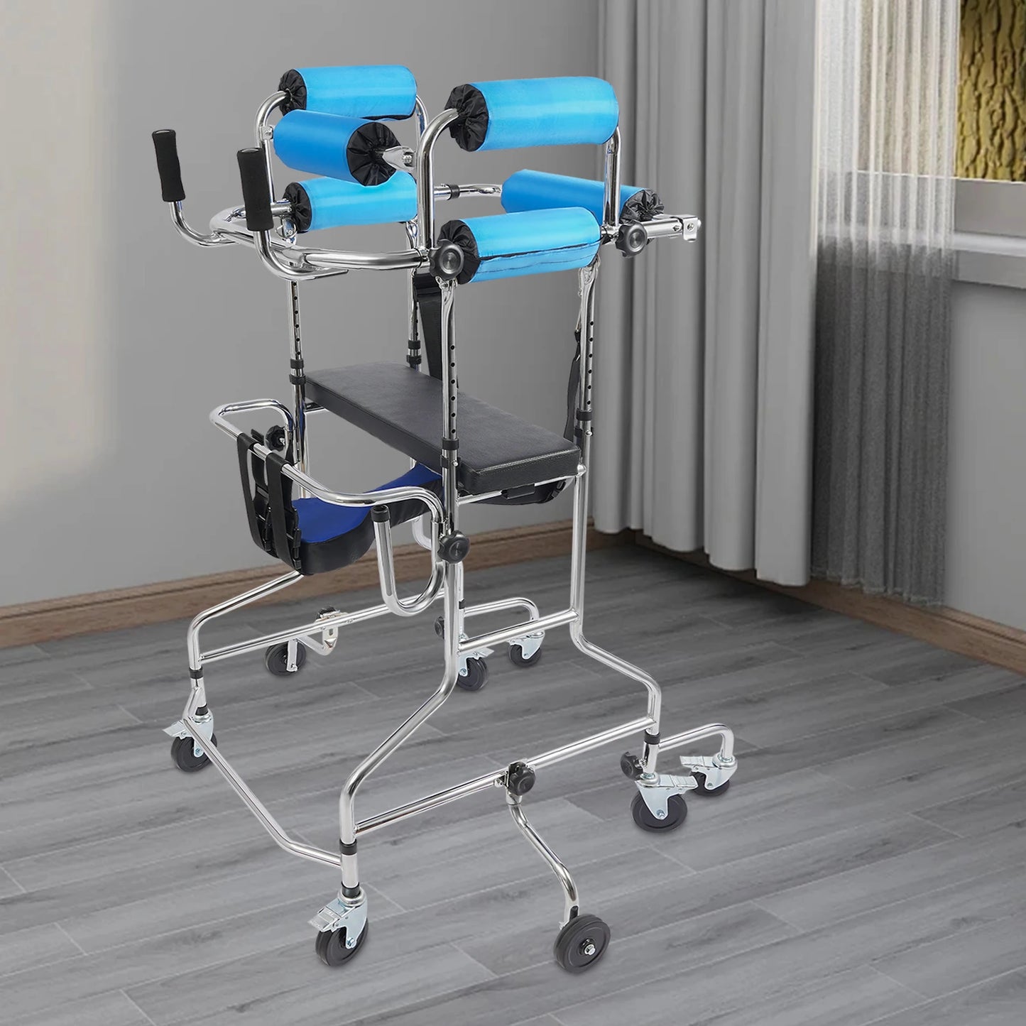 Rollator Walker 8-Wheel Adjustable Mobility Aid, 220lbs Capacity, Seat & Brakes for Elderly, Rehabilitation