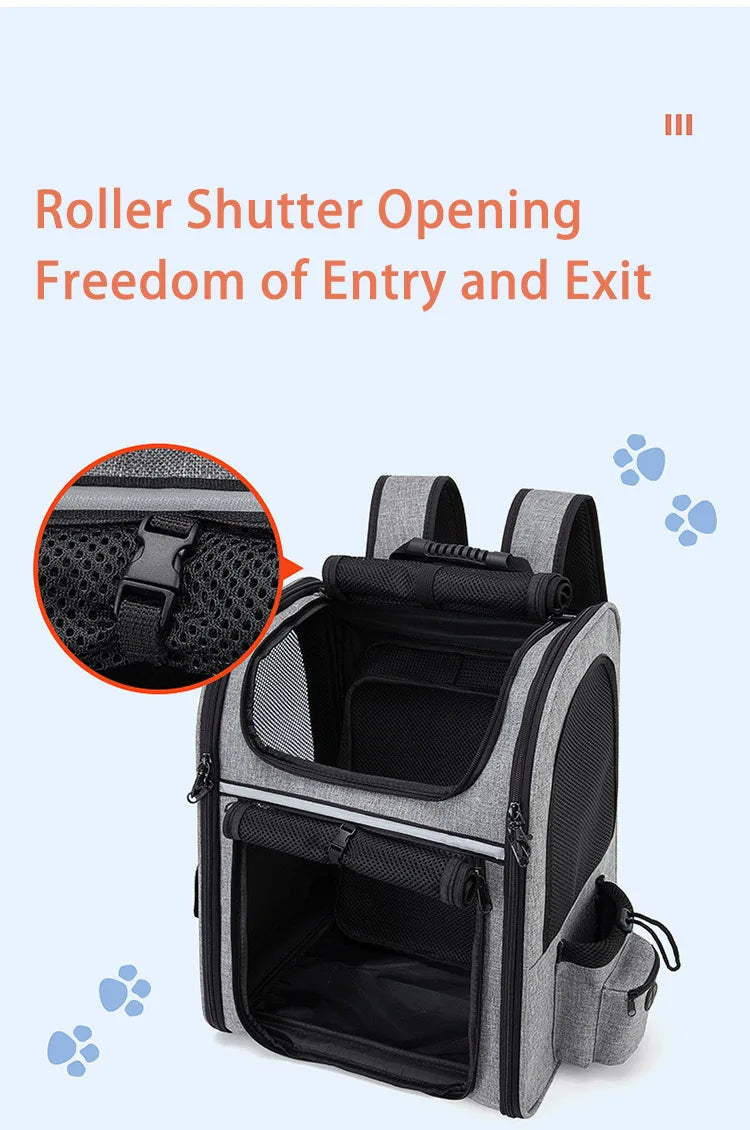 Pet Backpack Portable Breathable Outdoor Foldable Expandable Cat & Dog Backpack Large Capacity Oxford Cloth Cat Carrying Bag