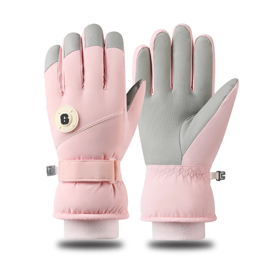 Ski gloves for winter, warm and cold resistant, thickened, anti slip, waterproof, outdoor mountaineering, cycling, touch screen,