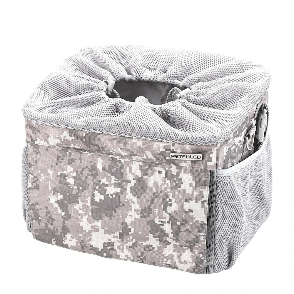 Dog or Cat Bike Basket, Expandable Soft Sided Pet Carrier Backpack with 4 Open Doors, Foldable Dog Bike Carrier