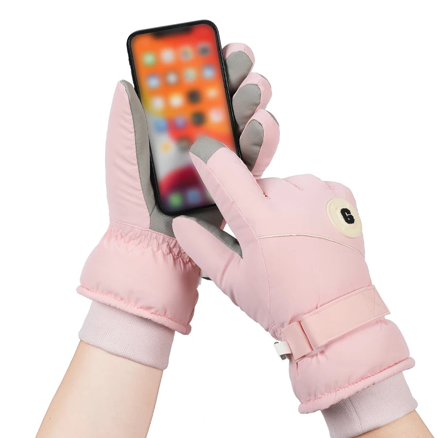 Ski gloves for winter, warm and cold resistant, thickened, anti slip, waterproof, outdoor mountaineering, cycling, touch screen,