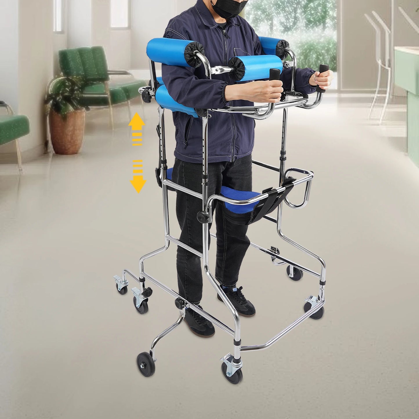 Rollator Walker 8-Wheel Adjustable Mobility Aid, 220lbs Capacity, Seat & Brakes for Elderly, Rehabilitation