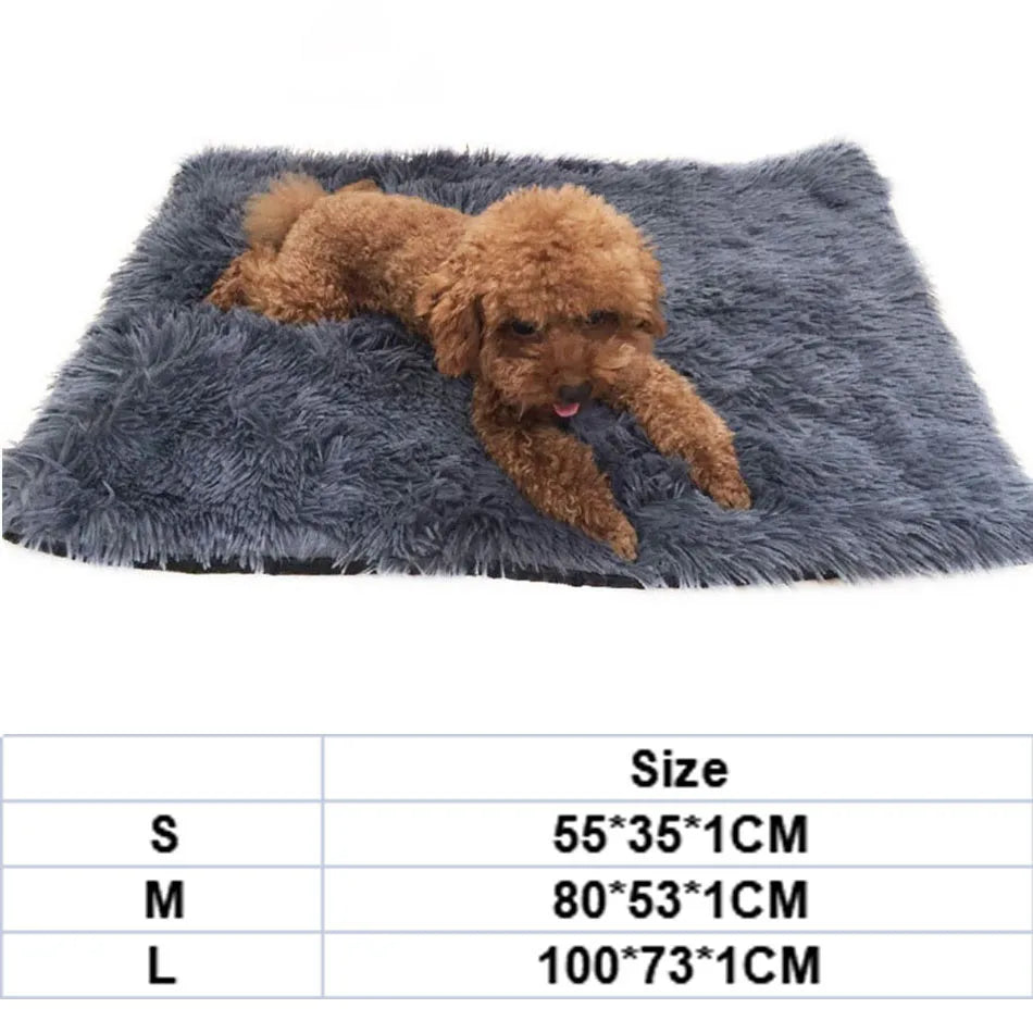 Dog Bed Mat Pet Cat Plush Soft Warm Cushion Pet Washable Candy Colored Blanket Kennel Puppy Pet Cat Dog Supplies Suit For Winter