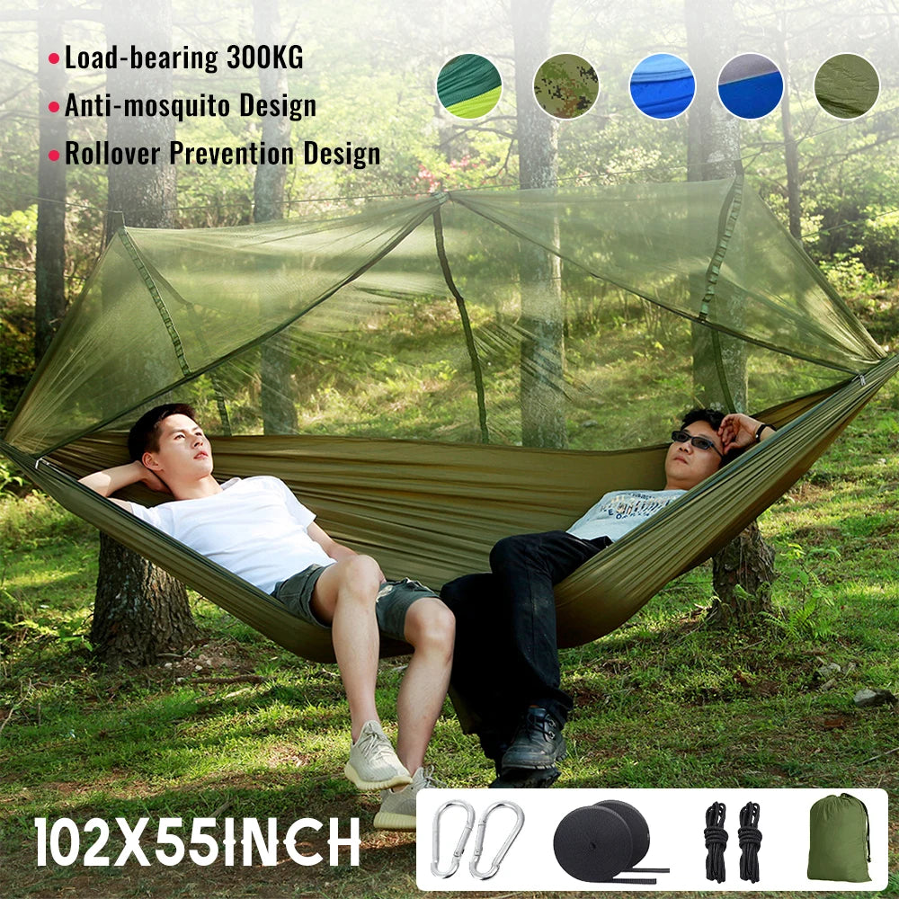 Camping Hammock with Mosquito Net Hanging Sleeping Tent Portable Hammock  260*140cm Outdoor Travel Tourist Nature Hike