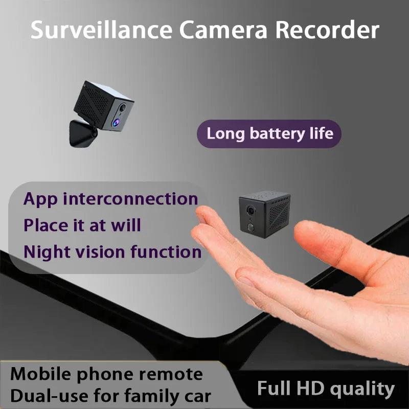 D Brand Smart Compact Camera 360-Degree No Blind Spots Wireless Mini Full Hd Night Vision Camera Suitable for Home Pet and Vehicle Monitoring Home Use Wifi Connected to Mobile Phone Remote Mini Portable Camera Motion Detectio