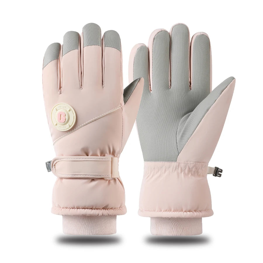 Ski gloves for winter, warm and cold resistant, thickened, anti slip, waterproof, outdoor mountaineering, cycling, touch screen,