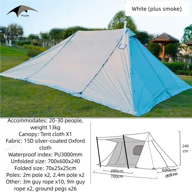 Outdoor autumn  winter camping double-peaked wind and rain shelter for multiple people A-shaped tent with a cloud cover canopy