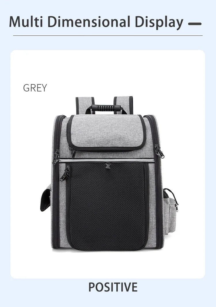 Pet Backpack Portable Breathable Outdoor Foldable Expandable Cat & Dog Backpack Large Capacity Oxford Cloth Cat Carrying Bag