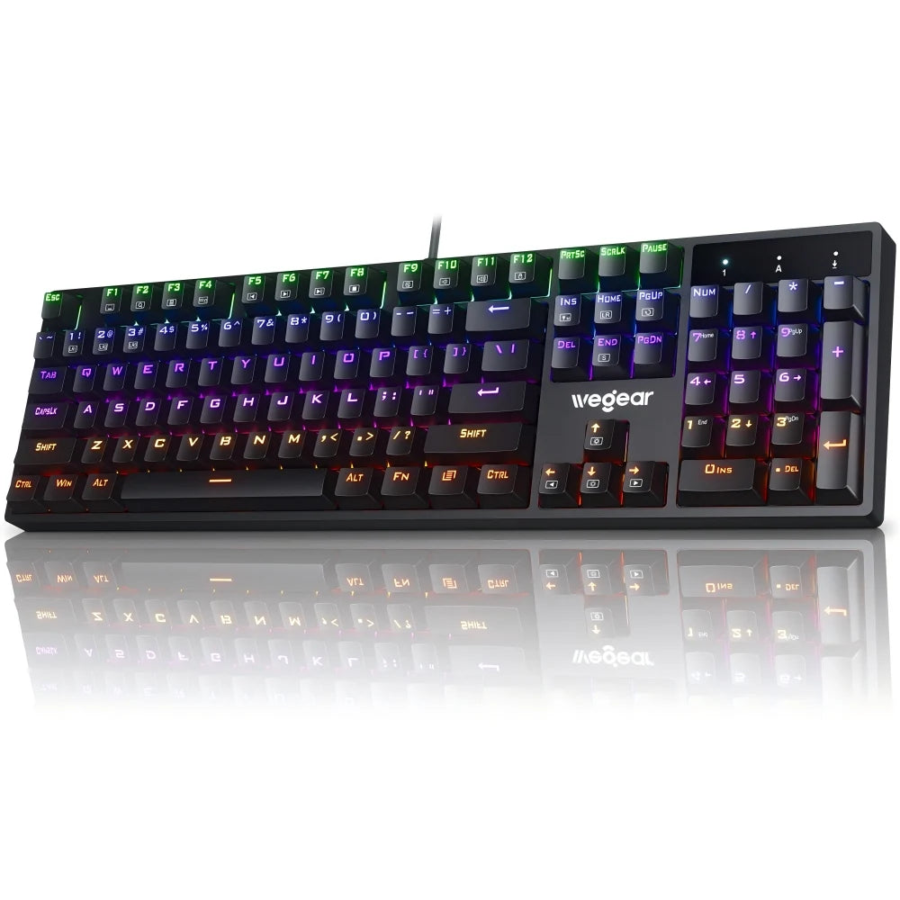 wegear Wired Gaming Mechanical Keyboard RGB Blue switches compatible with Win7/8/10/11 and XP ideal for PC laptop and desktop