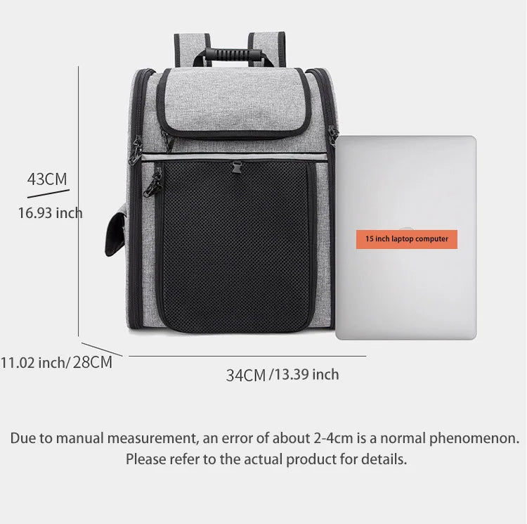 Pet Backpack Portable Breathable Outdoor Foldable Expandable Cat & Dog Backpack Large Capacity Oxford Cloth Cat Carrying Bag