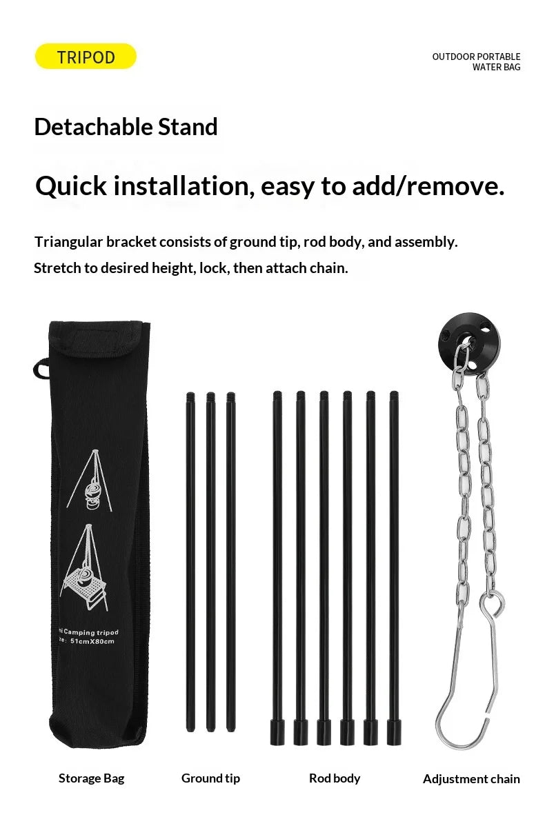 Camping Tools 3 Outdoor Camping Campfire Tripod, Hanging Pot Picnic Fire Bracket, Aluminum Alloy Tripod Camping Supplies