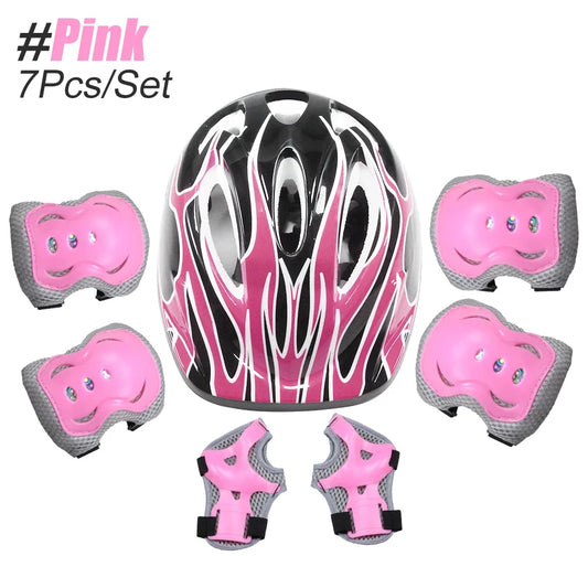 Kids Helmet and Pads Set for Skiing,Elbow and Knee Pads for Kids 3-10 Safety Equipment Knee &Elbow Pads Wrist Guards Gear Set