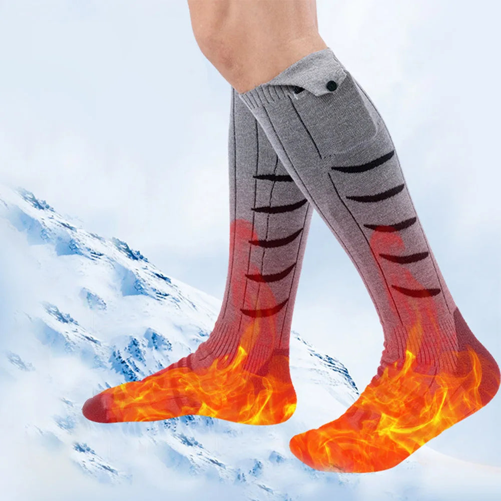 Electric Heating Socks 1/3 Gear Cold-Proof Skiing Sock USB Rechargeab Winter Warm Thermal Socks Washable for Cycling Camping