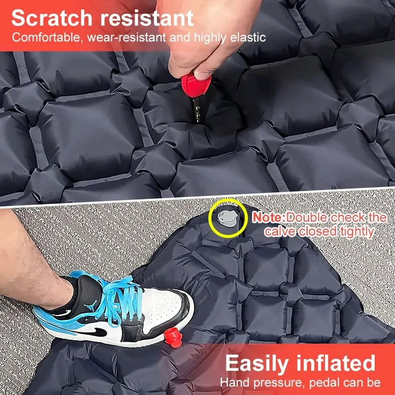 Camping Air Mattress with Built-in Pump - Ultralight Inflatable Sleeping Pad for Hiking Backpacking Travel Comfort