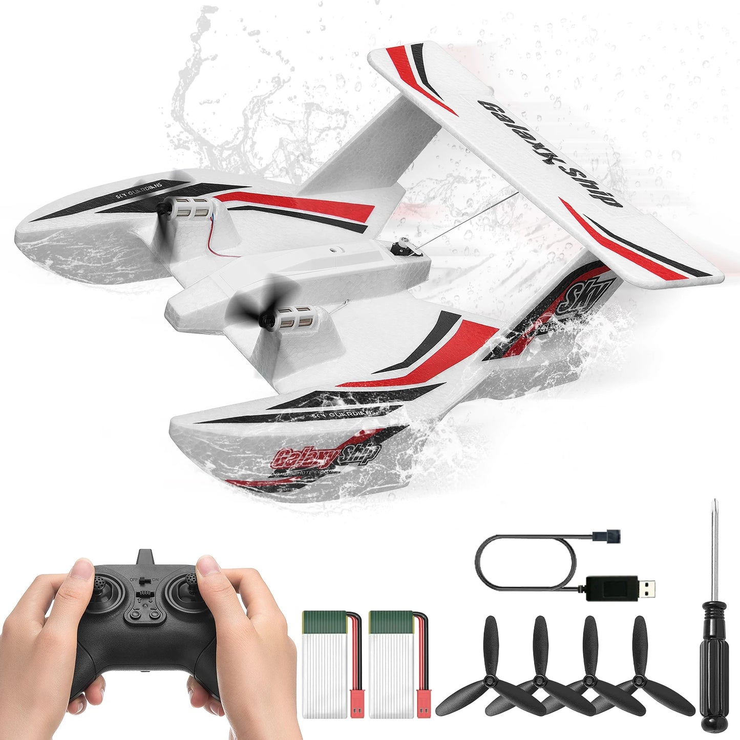 SucceBuy EPP Foam RC Plane 2.4G 3CH  Radio Control Aircraft Sea And Air RC Glider Water Land Flying Airplane Toys Gift For Boys