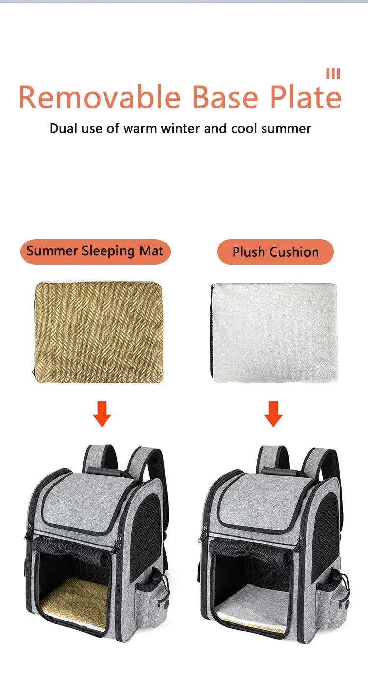 Pet Backpack Portable Breathable Outdoor Foldable Expandable Cat & Dog Backpack Large Capacity Oxford Cloth Cat Carrying Bag