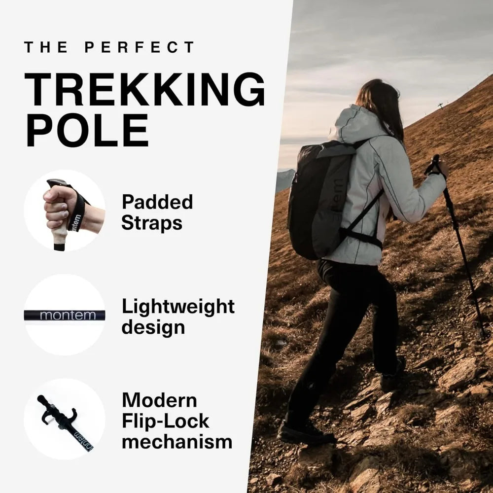 Ultra Strong Trekking, Walking, and Hiking Poles - One Pair (2 Poles) - Collapsible, Lightweight, Quick Locking, Weather-Resis