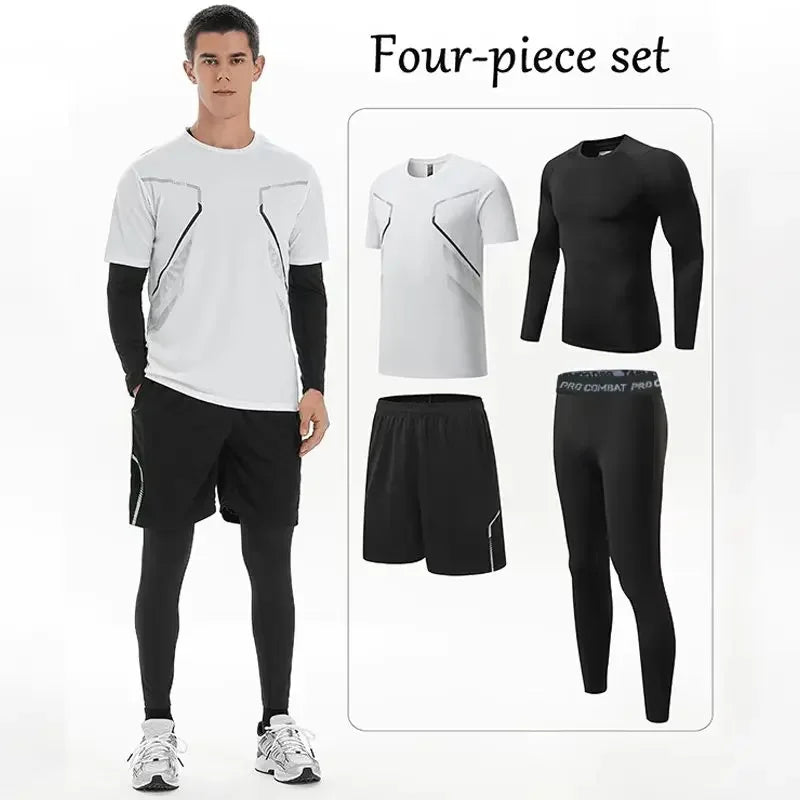 Fitness suits for men, quick-drying running sportswear for autumn and winter, new outdoor cycling training wear