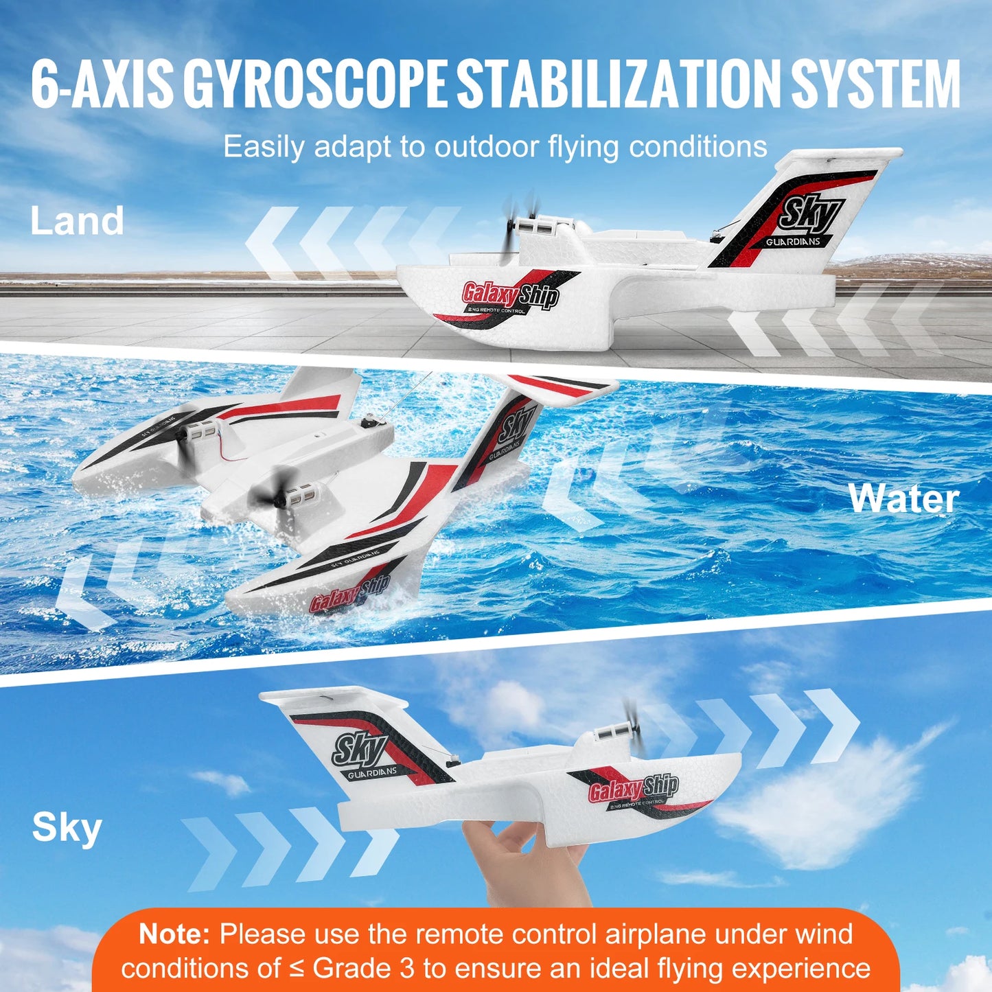 SucceBuy EPP Foam RC Plane 2.4G 3CH  Radio Control Aircraft Sea And Air RC Glider Water Land Flying Airplane Toys Gift For Boys