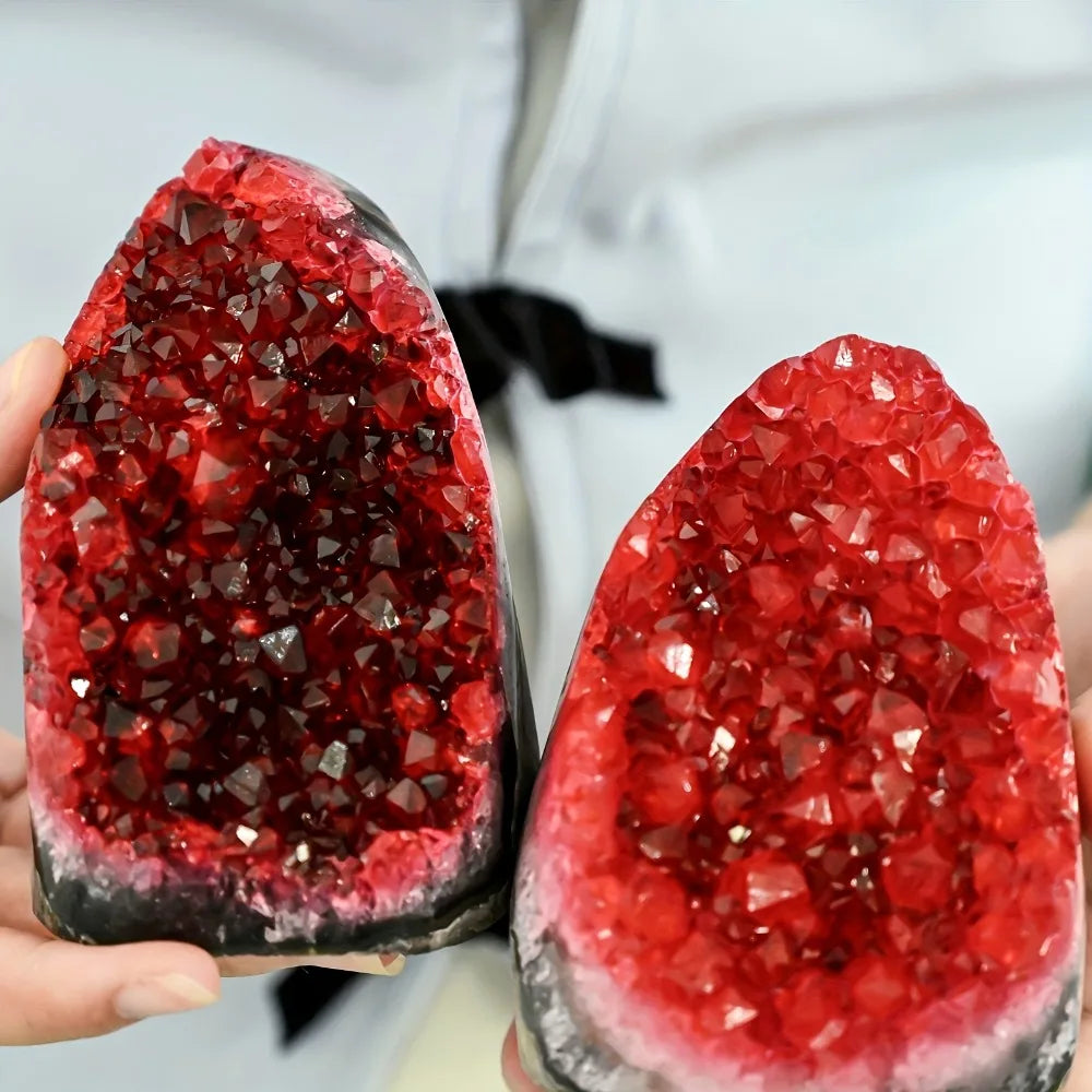 Wine Burgundy Duzy Geode Quartz Cluster High Quality Well-Finished Energy Healing Meditation Purification Stone Home Decoration